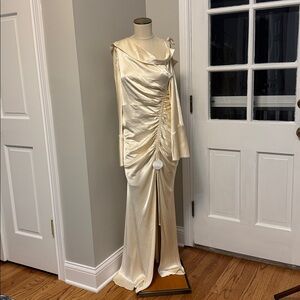Shona Joy Cream Satin Dress